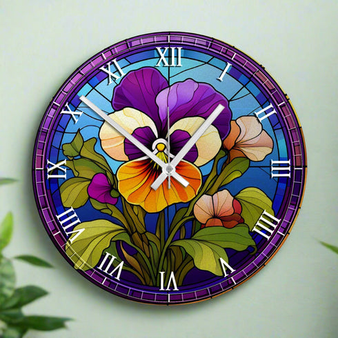 Pansy Suncatcher Effect Clock